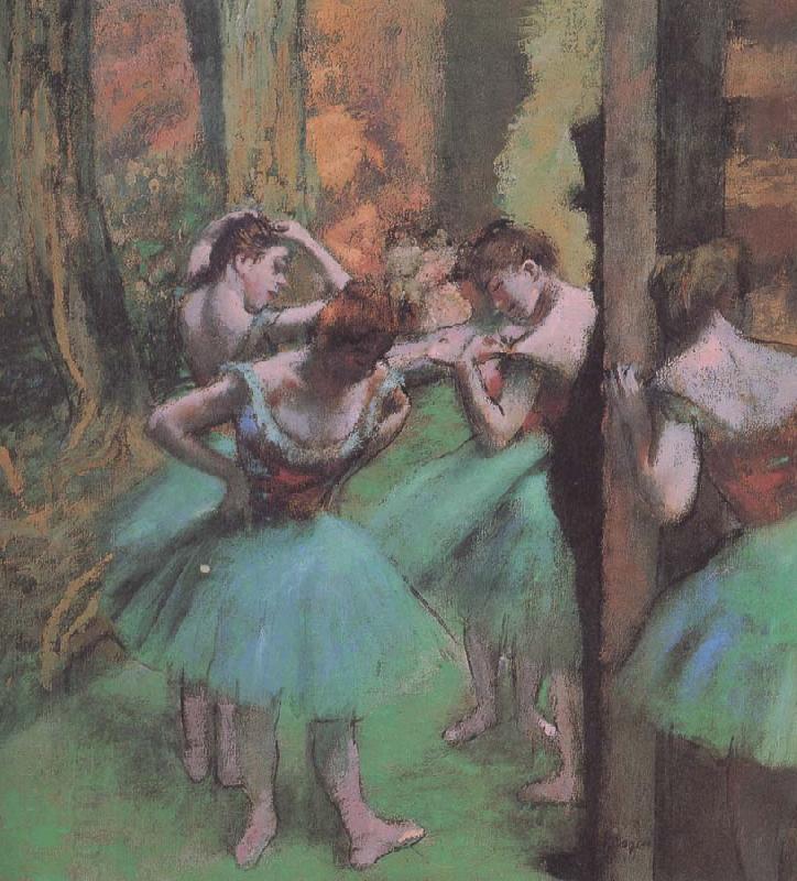Edgar Degas dancers pink and green